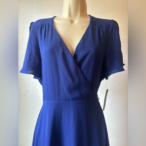 Lulu's Midi Wrap Dress Blue Size Large New - Picture 4 of 15